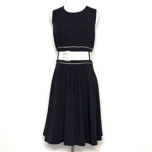 Badgley Mischka Women’s Black & White Belted Fit & Flare Midi Dress Size 12